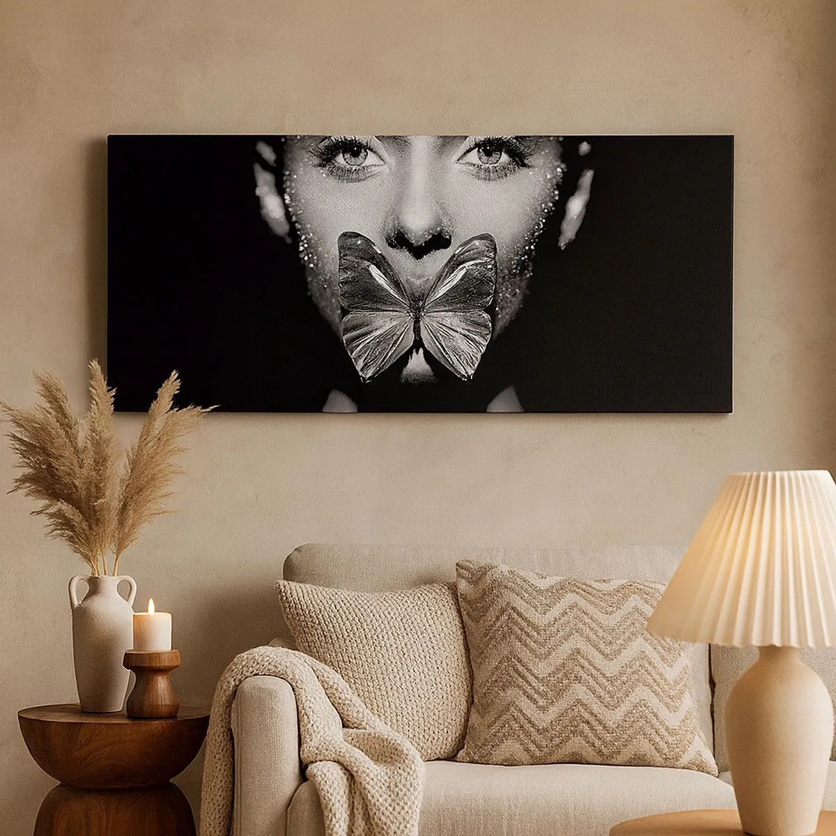 Obraz na plátně - Motýlí polibek - 100x40 cm