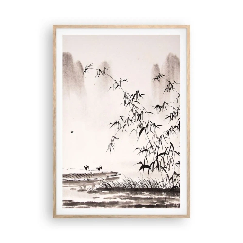 Plakát v rámu světlý dub - Klid rýžových polí - 70x100 cm