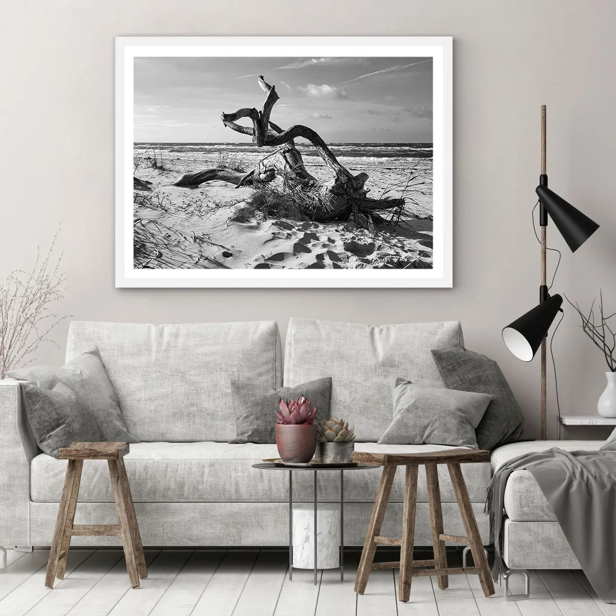 Plakát v bílém rámu - Mořská socha - 70x50 cm