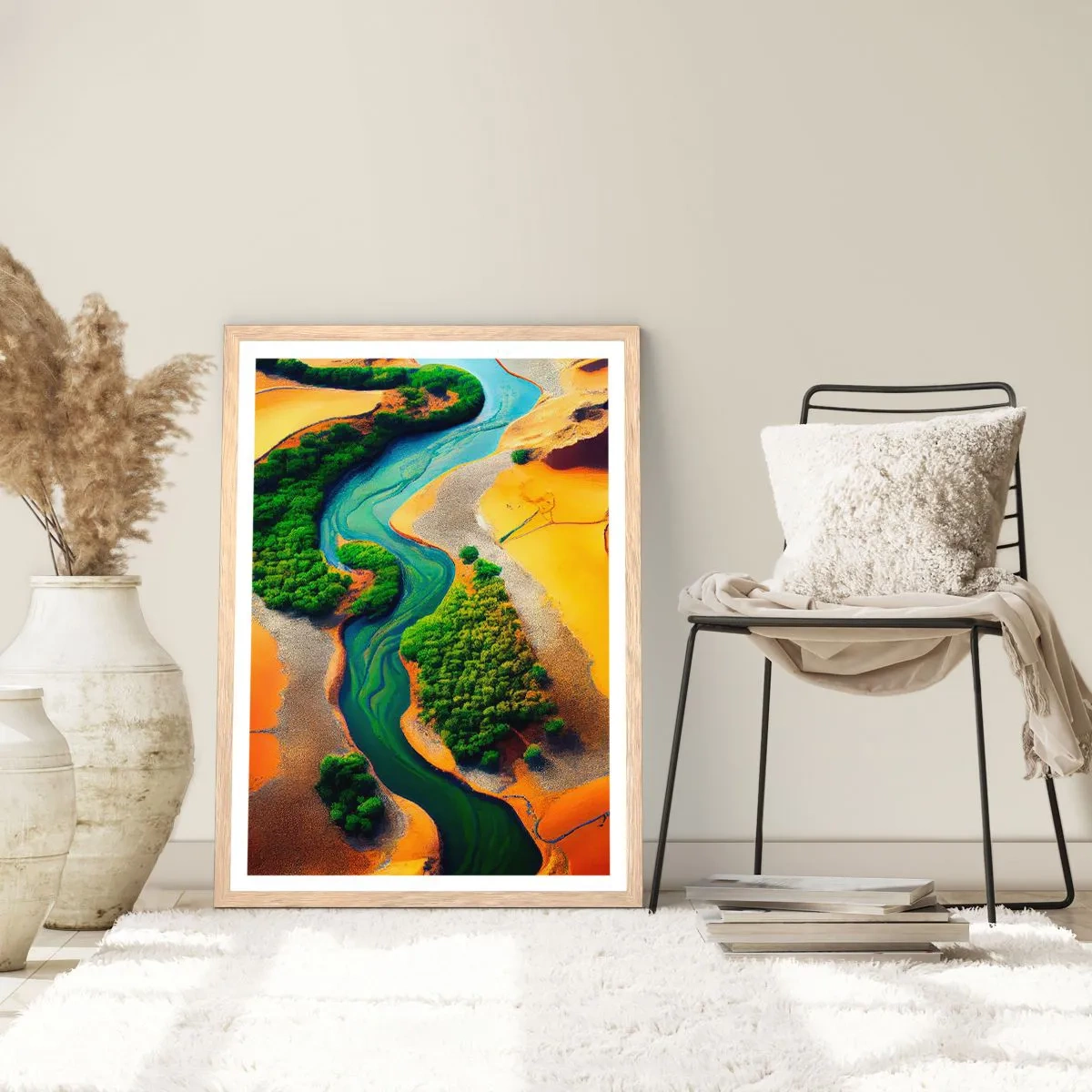 Plakát v rámu světlý dub - Životodárná řeka - 40x50 cm