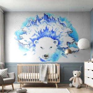 Fototapeta Premium Canvas - Král Arktidy s ledovou korunou - Abstrakce, Lední medvěd, Antarktida - 150x105 cm