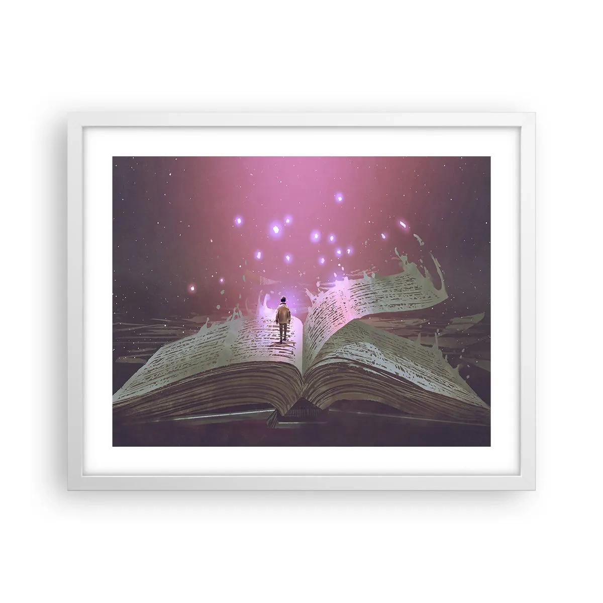 Plakát v bílém rámu - Pozvánka do jiného světa - přečti si to! - 50x40 cm