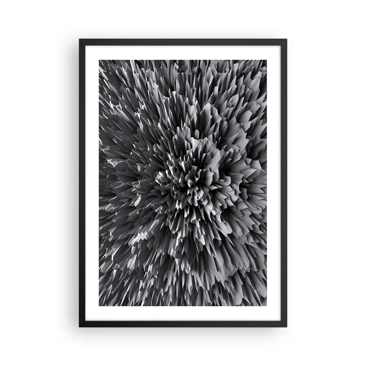 Plakát v černém rámu - Černobílá abstraktní kompozice s geometrickými tvary - 50x70cm - Ostřejší to už nebude - Moderní nástěnná dekorace do obývacího pokoje a ložnice ARTTOR