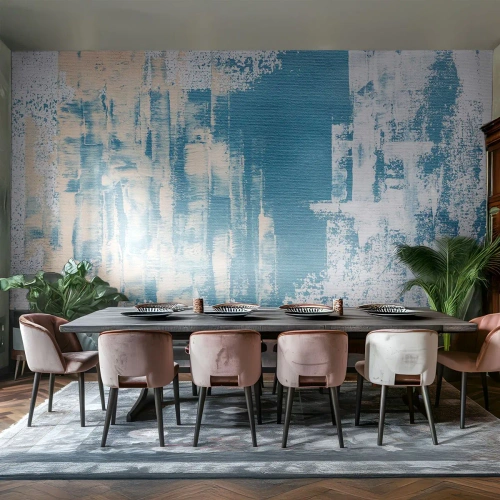 Fototapeta Standard Eco - Modrobílá abstrakce inspirovaná ledovou krajinou. - 100x70cm - Přes rampouch - Moderní nástěnná dekorace do obývacího pokoje a ložnice ARTTOR