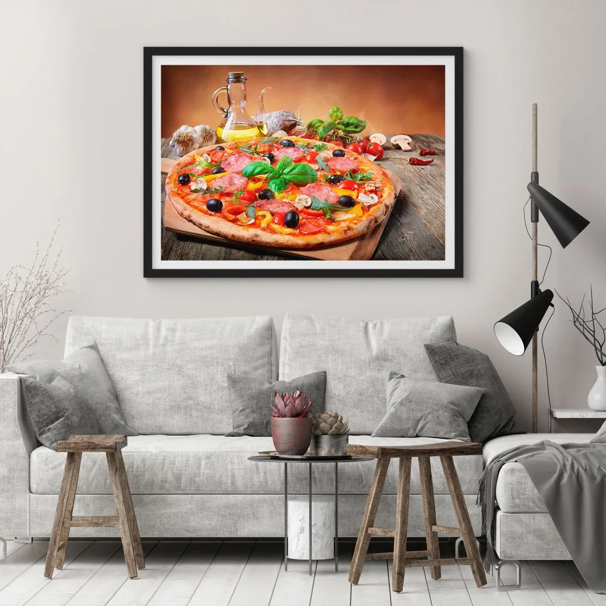 Plakát v černém rámu - Se skutečně italskou chutí - 40x30 cm