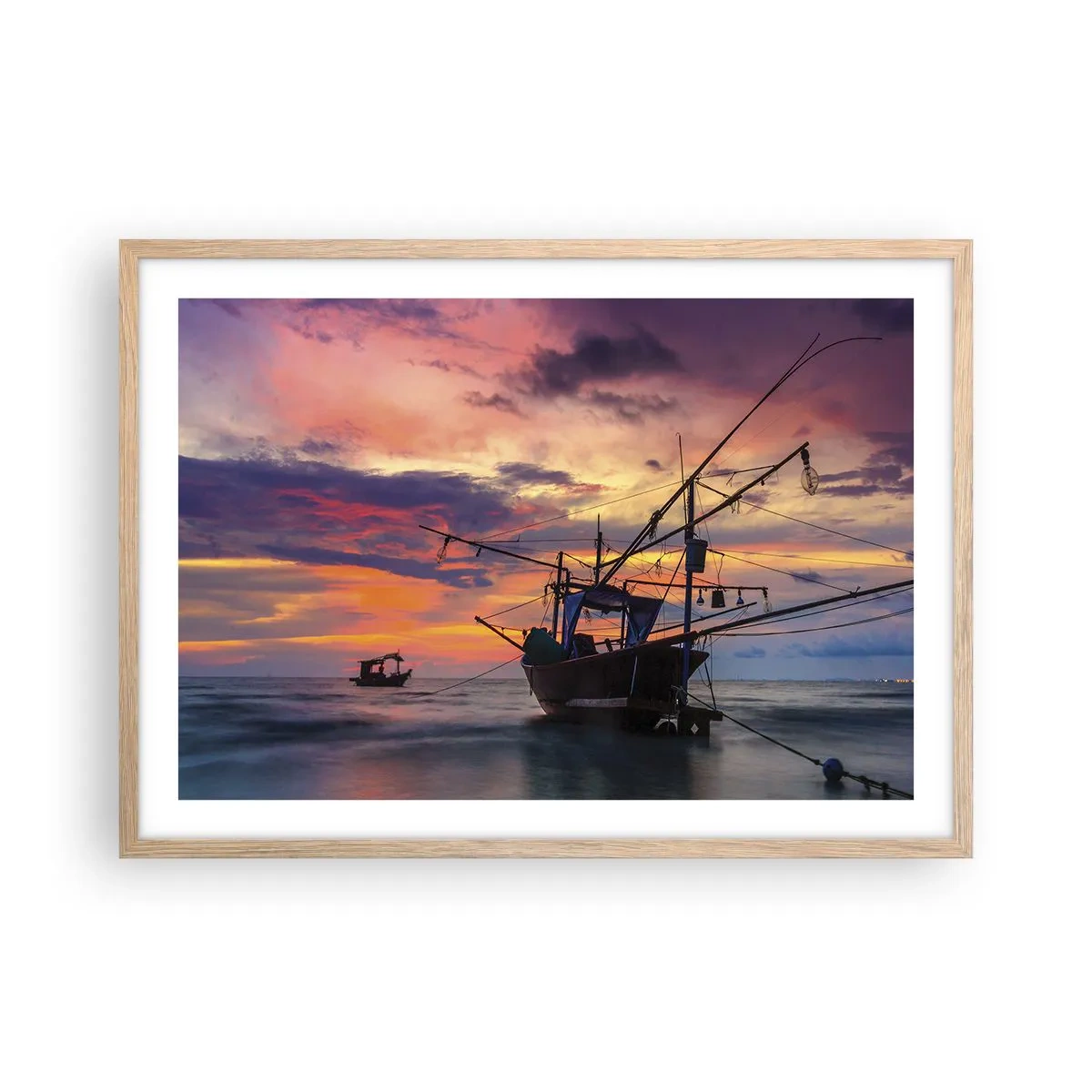 Plakát v rámu světlý dub - Exotický večer - 70x50 cm