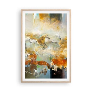 Plakát v rámu světlý dub - Cválá světlem - 61x91 cm