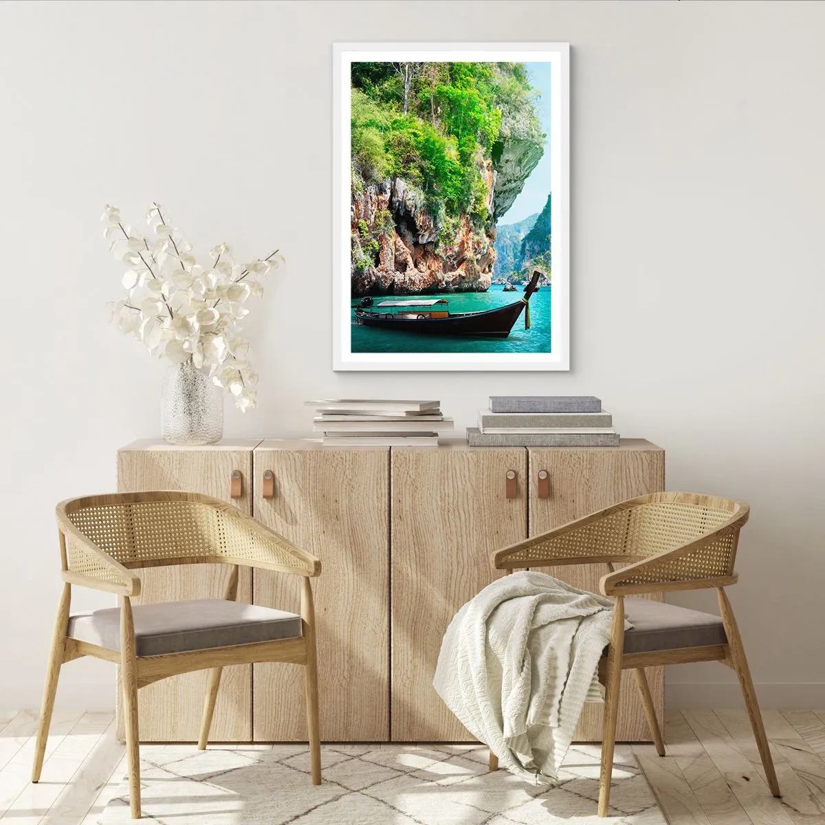 Plakát v bílém rámu - Pozvánka na exotickou cestu - 70x100 cm
