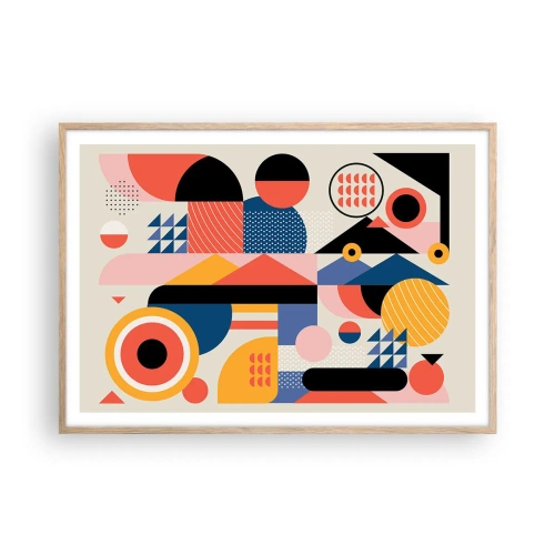 Plakát v rámu světlý dub - Kompozice: pojďme si hrát - 100x70 cm