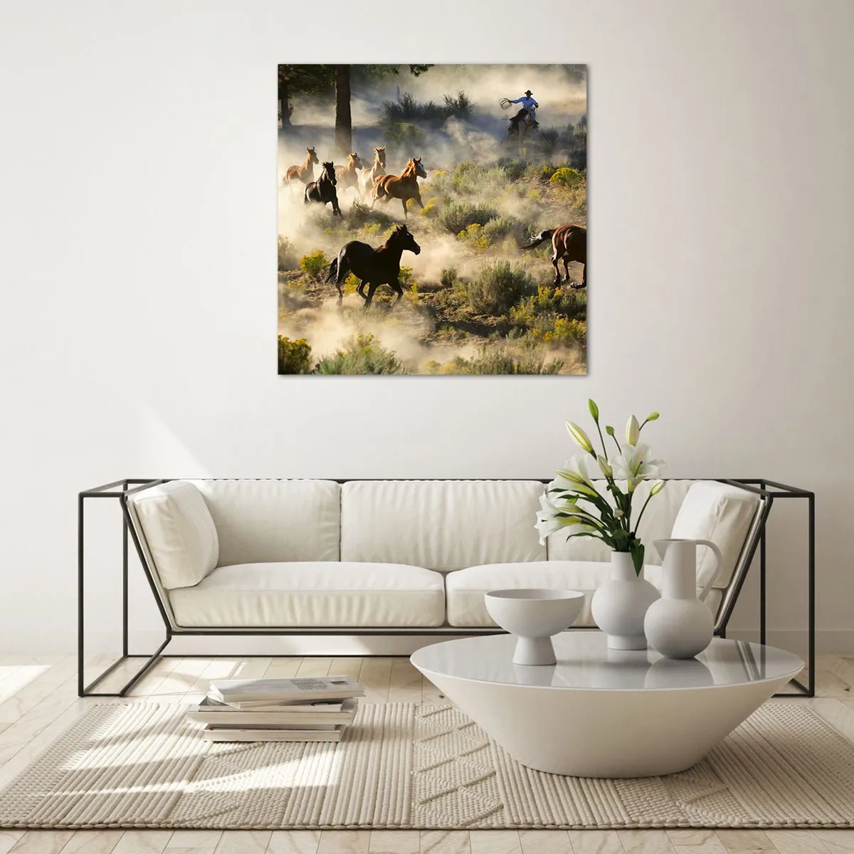 Obraz na skle - Rivalita - svoboda nebo mužská síla? - 70x70 cm