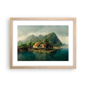 Plakát v rámu světlý dub - Tropický ráj - 40x30 cm