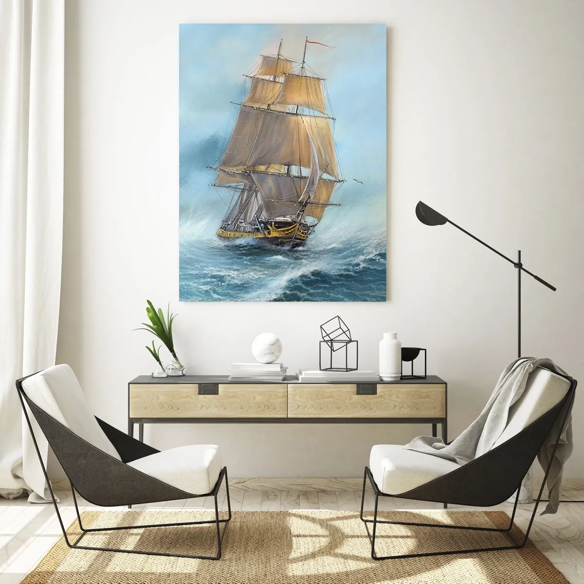 Obraz na skle - Běžící po vlnách - 50x70 cm