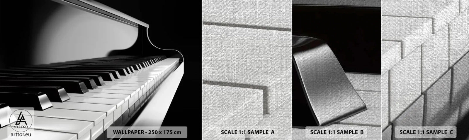 Vzor Fototapety Premium Canvas - Harmonie tvarů a barev - Klavír, Klavír, Hudba - 100x30 cm