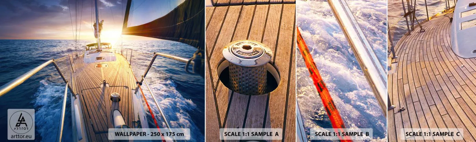 Vzor Fototapety Samolepicí Deluxe Sticker - Běžící po vlnách - Plachetnice, Moře, plachtění - 100x30 cm