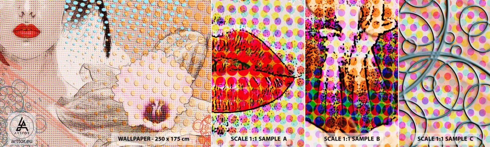 Vzor Fototapety Samolepicí Deluxe Sticker - Komiksový heroin - Abstrakce, ženská tvář, Kus - 100x30 cm