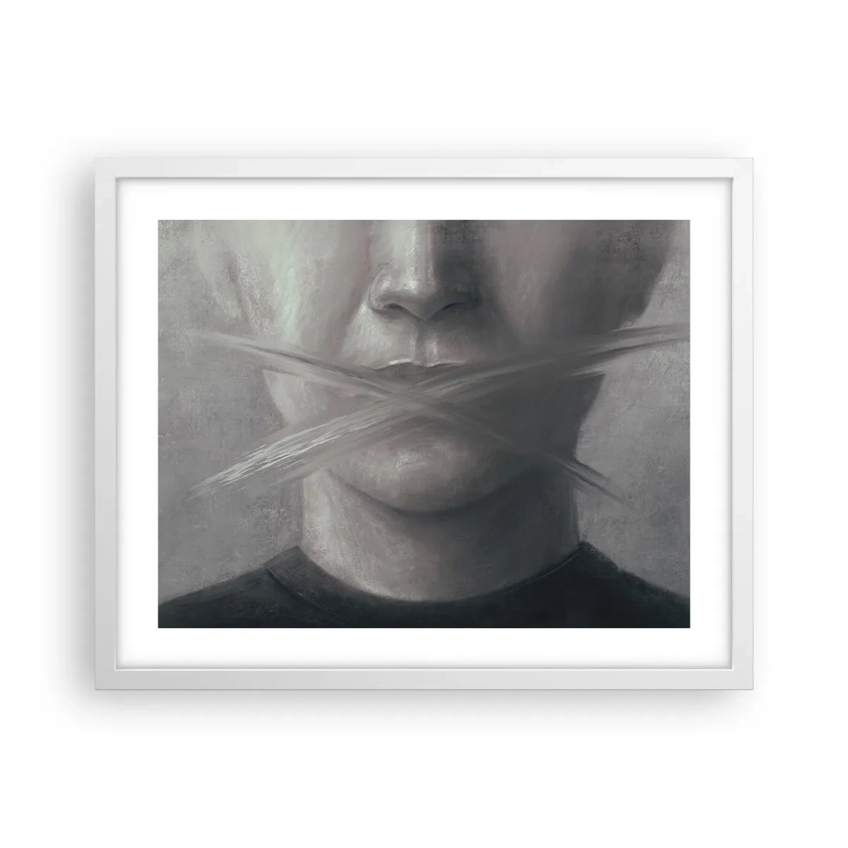 Plakát v bílém rámu - Ani slovo - 50x40 cm