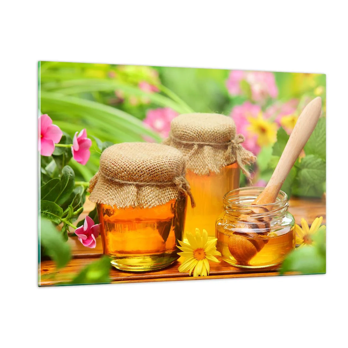 Obraz na skle - Sladce a květinově - 120x80 cm