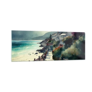 Obraz na skle - Středomořské městečko - 140x50 cm