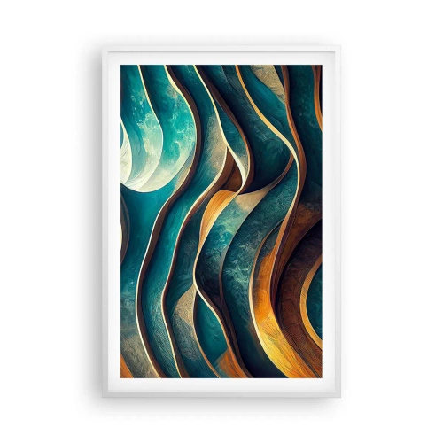 Plakát v bílém rámu - Meandry modré - 61x91 cm