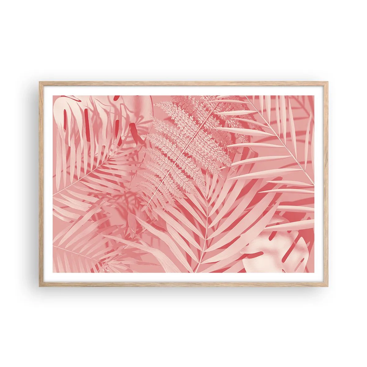 Plakát v rámu světlý dub - Růžový koncept - 100x70 cm