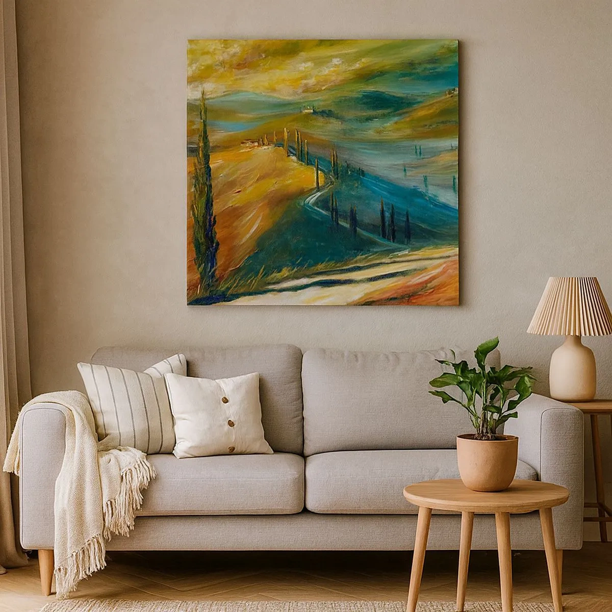 Obraz na plátně - Toskánská krajina - 30x30 cm