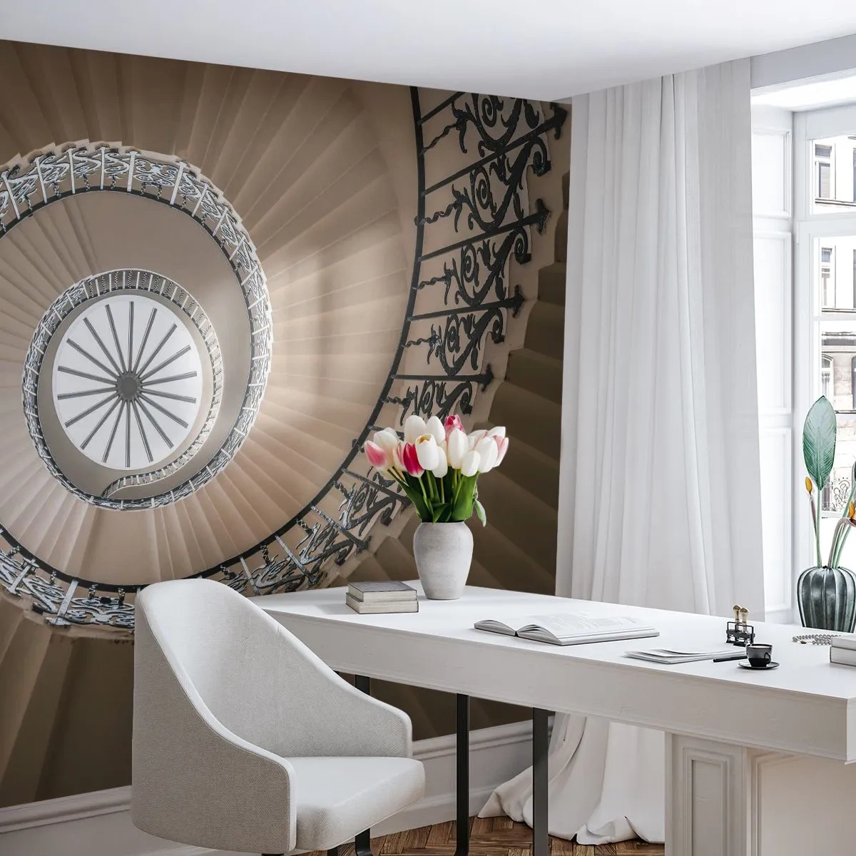 Fototapeta Samolepicí Deluxe Sticker - Uvnitř mušle - Schody, Kudrnatý, Ornament - 100x70 cm