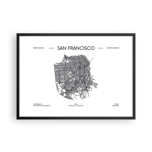 Plakát v černém rámu - Anatomie San Francisca - 70x50 cm
