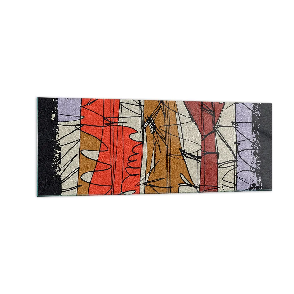 Obraz na skle - Spontánní kompozice - 140x50 cm