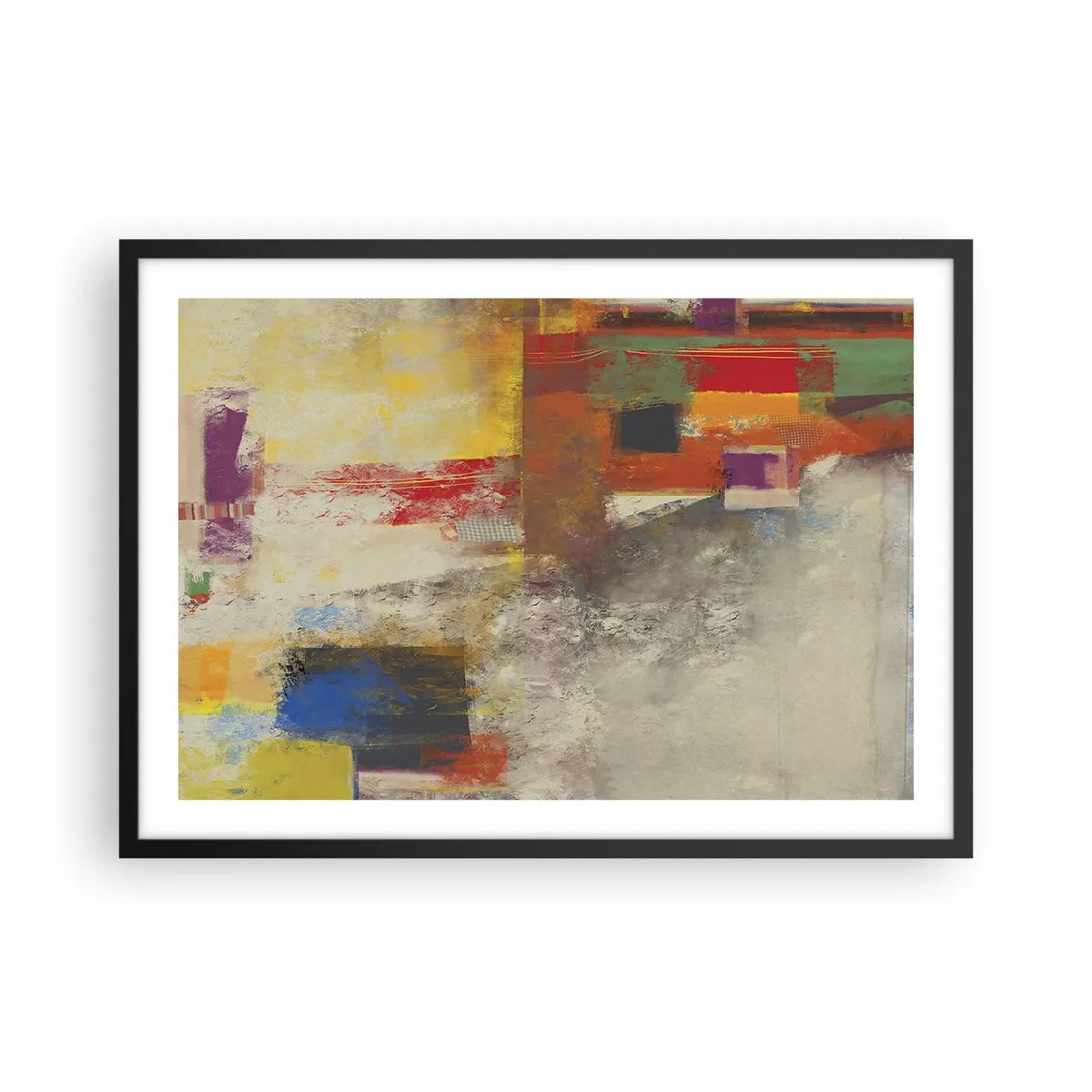 Plakát v černém rámu - Geometrie barev - 70x50 cm