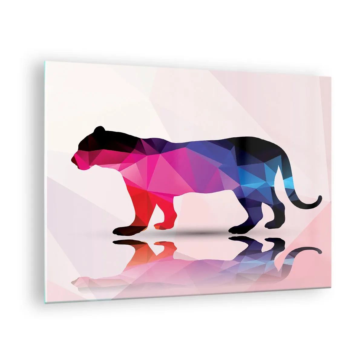 Obraz na skle - Geometrický panter v barevné abstrakci - 70x50cm - Diamantový panter - Moderní nástěnná dekorace do obývacího pokoje a ložnice ARTTOR