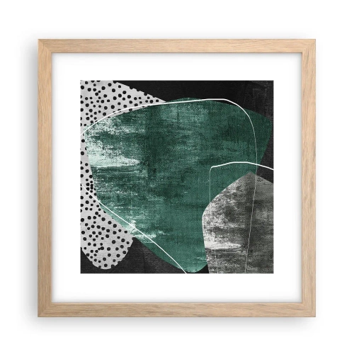 Plakát v rámu světlý dub - Barevná abstrakce se zlatou vločkou - 30x30 cm