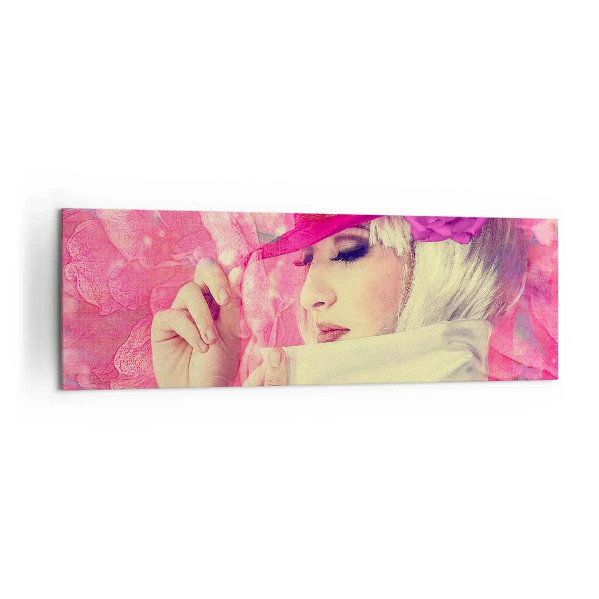 Obraz na plátně - Retro portrét v růžové mlze - 160x50 cm