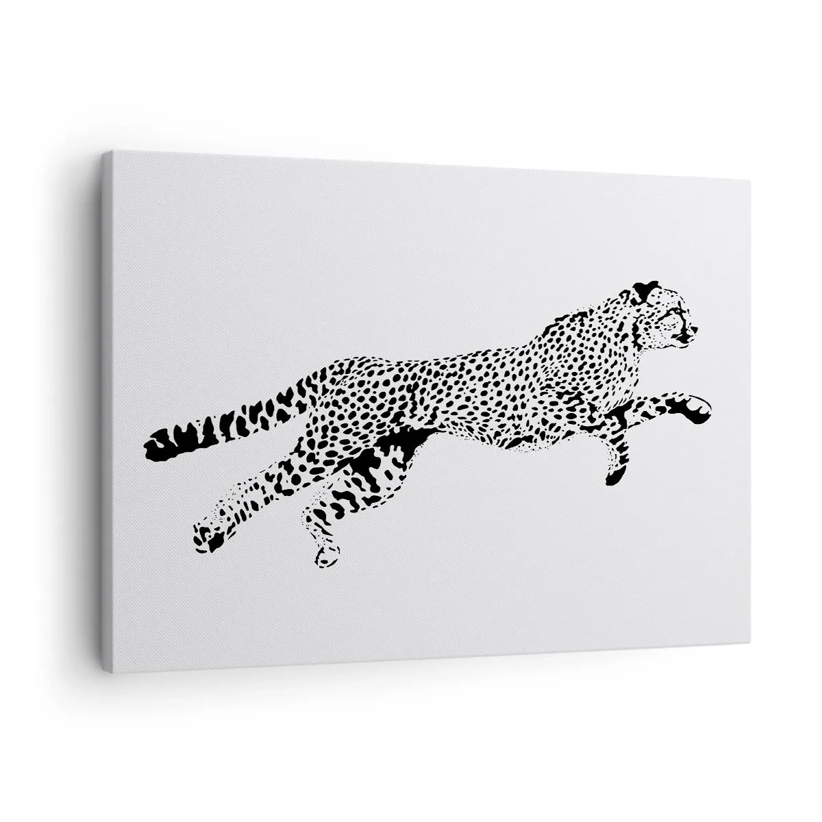 Obraz na plátně - Minimalistická grafika geparda v pohybu - 70x50cm - Nejrychlejší duch lesa - Moderní nástěnná dekorace do obývacího pokoje a ložnice ARTTOR