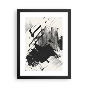 Plakát v černém rámu - Abstrakce – exprese černé - 30x40 cm