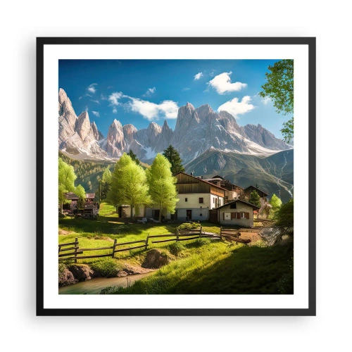 Plakát v černém rámu - Alpská idyla - 60x60 cm