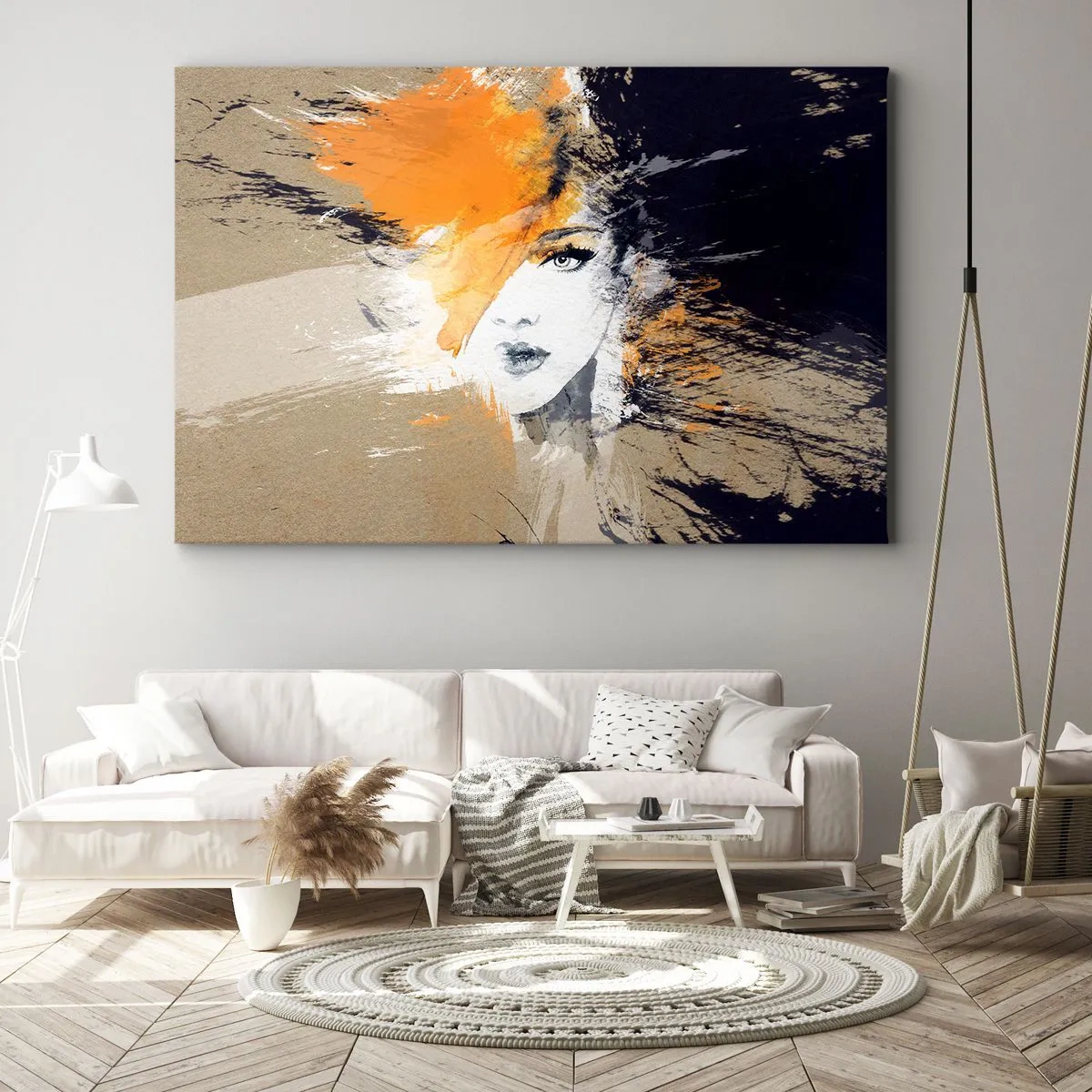 Obraz na plátně - Abstraktní portrét ženy s intenzivními barvami - 70x50cm - A je světlo - Moderní nástěnná dekorace do obývacího pokoje a ložnice ARTTOR