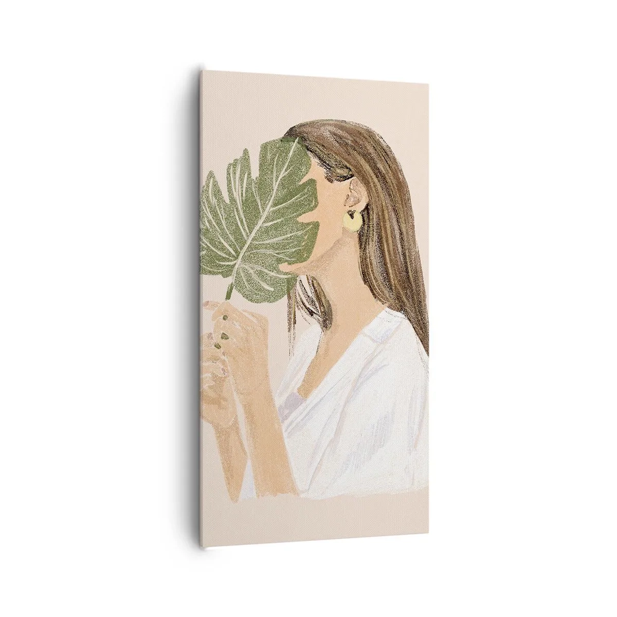 Obraz na plátně - Tajemný portrét s vějířem - 65x120 cm