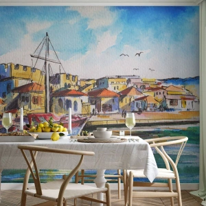 Fototapeta Samolepicí Deluxe Sticker - Duhové odpoledne - Přístav, Jachta, Pobřeží - 350x256 cm