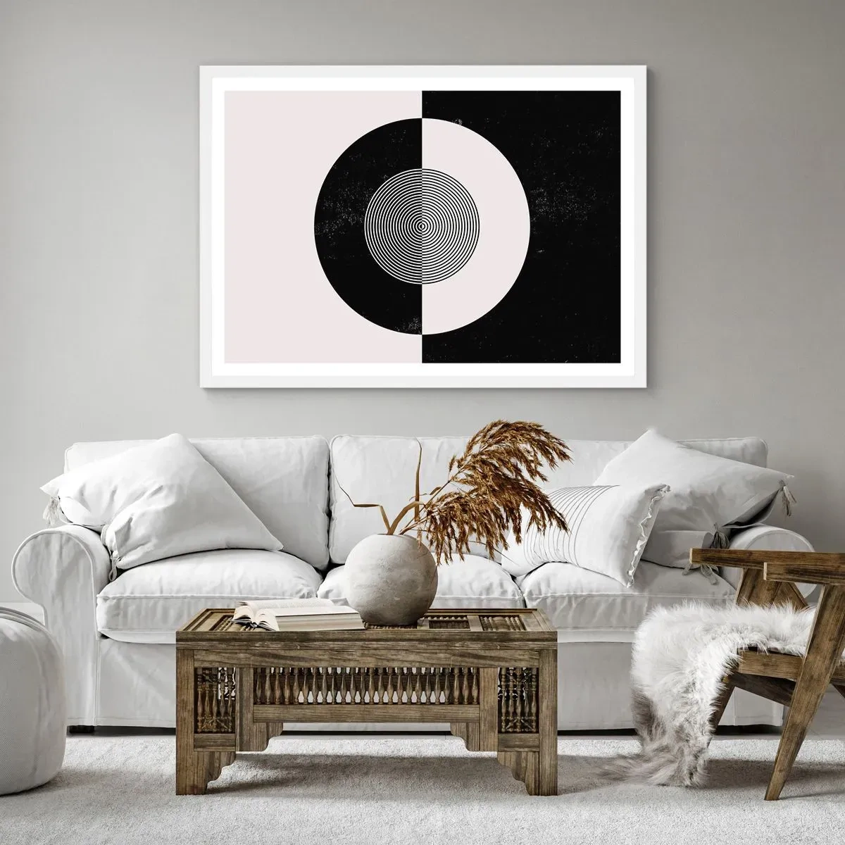 Plakát v bílém rámu - Harmonie v černé a bílé - 70x50 cm