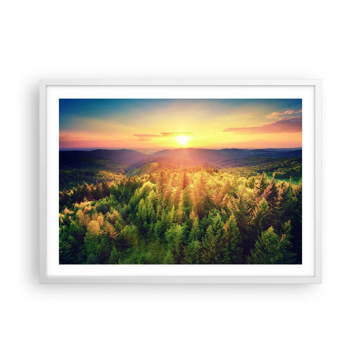 Plakát v bílém rámu - Vrcholky a vrcholy - 70x50 cm