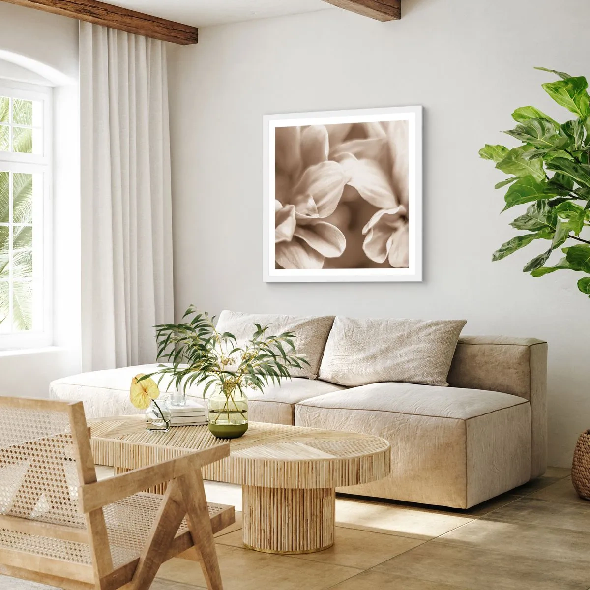 Plakát v bílém rámu - Něžné jako úsměv - 60x60 cm