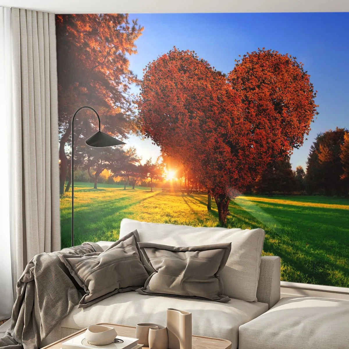 Fototapeta Samolepicí Deluxe Sticker - Jak nemilovat podzim - Krajina, Strom, Paprsky slunce - 250x175 cm