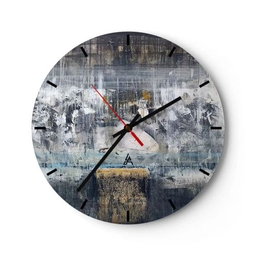 Nástěnné hodiny - Abstraktní kompozice v chladných odstínech s texturami - 30x30cm - Jako na ledě, tak i na hroudě - Moderní nástěnná dekorace do obývacího pokoje, kuchyně a ložnice ARTTOR