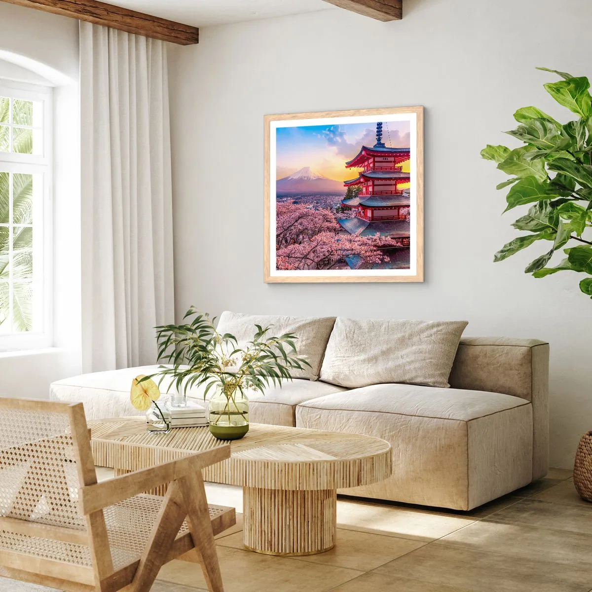 Plakát v rámu světlý dub - Podstata japonského ducha - 50x50 cm