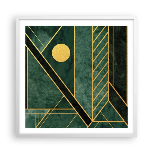 Plakát v bílém rámu - Dynamika zlata a lazuritu - 60x60 cm