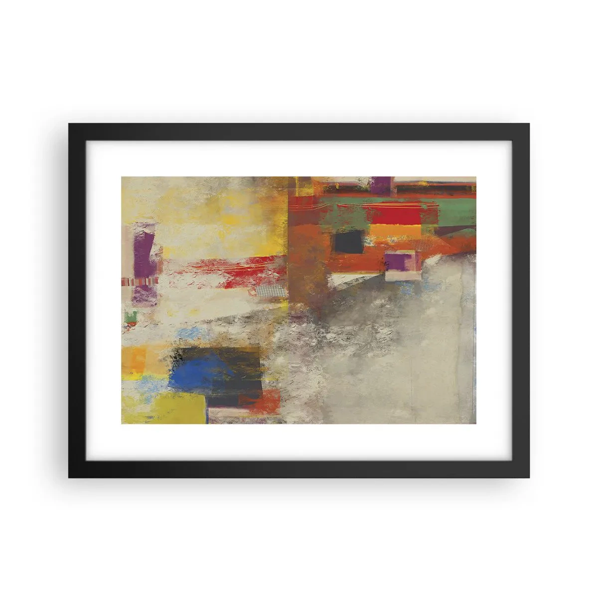 Plakát v černém rámu - Geometrie barev - 40x30 cm