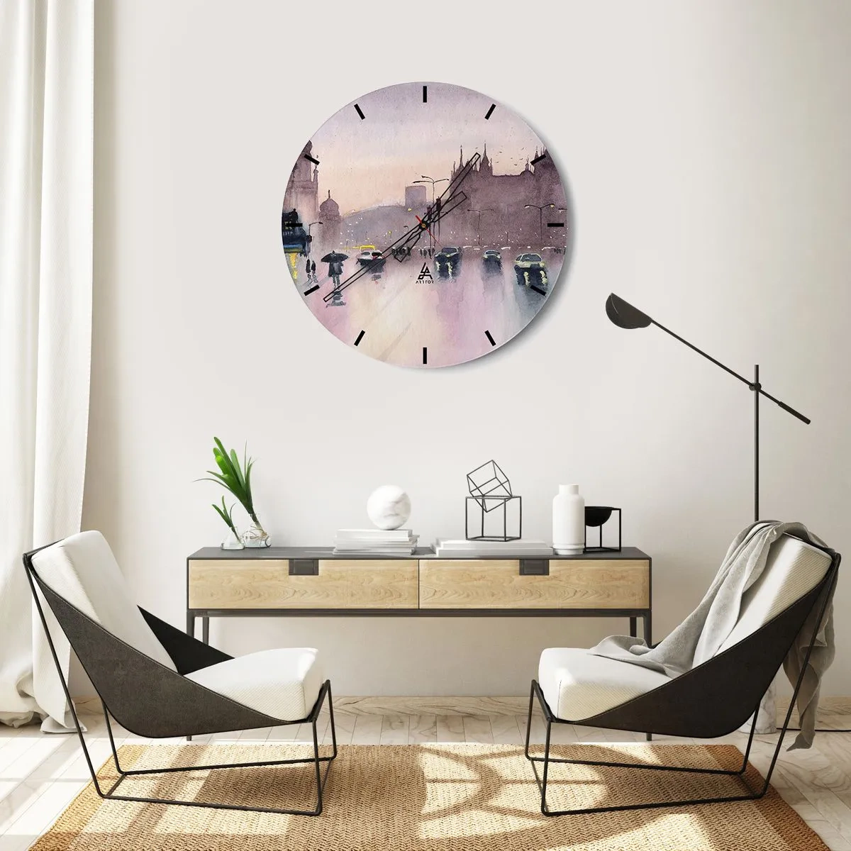 Nástěnné hodiny - V deštivém oparu - 40x40 cm