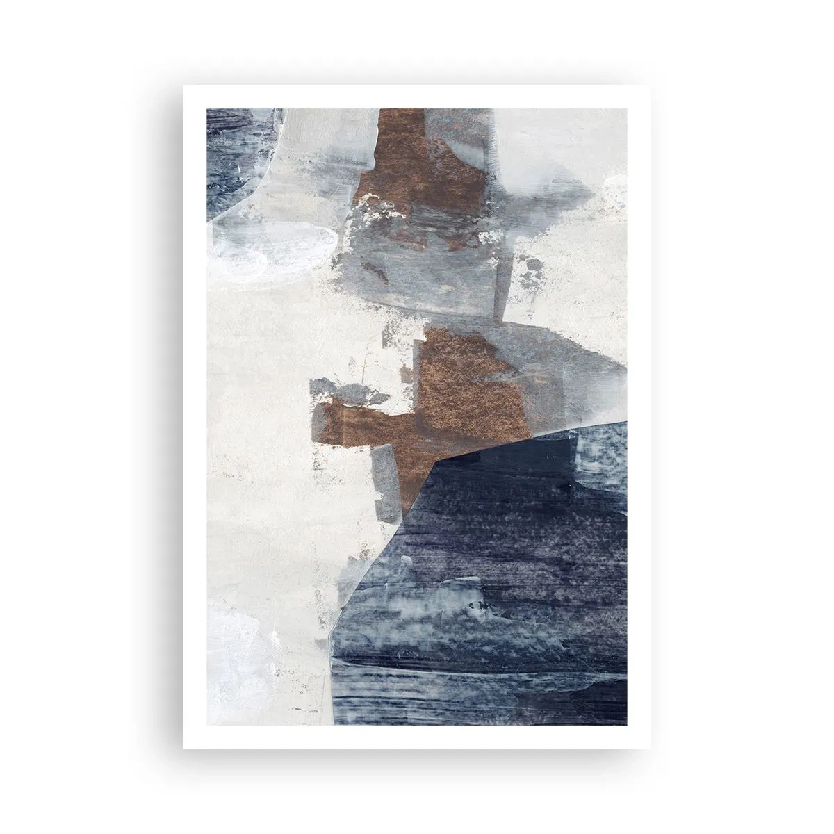 Plakát - Modro-hnědé tvary - 70x100 cm