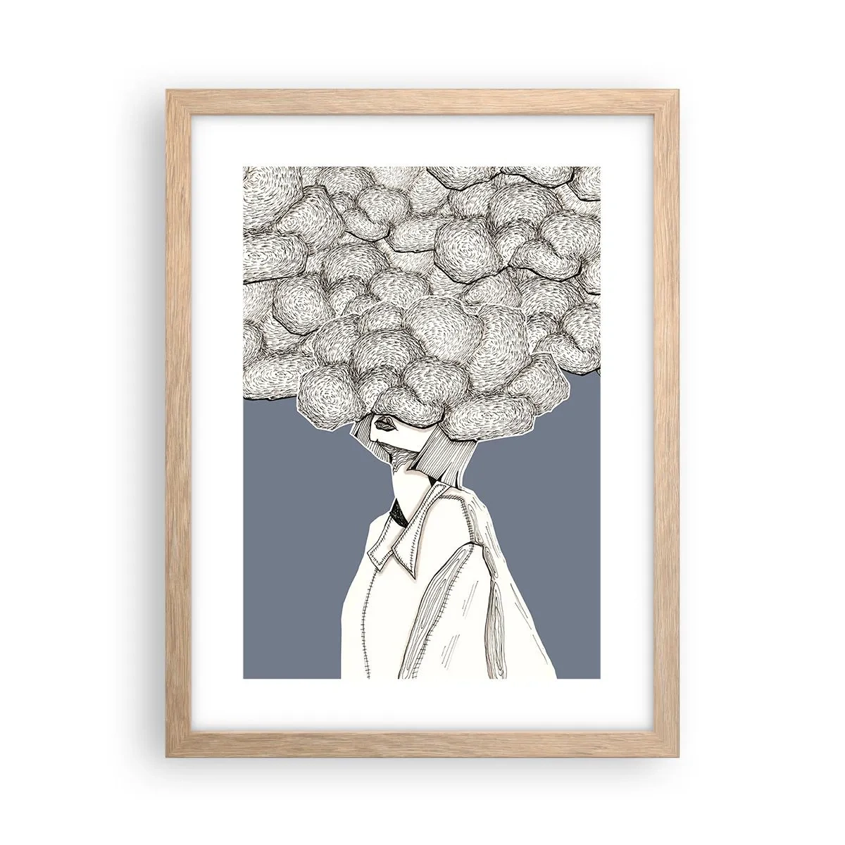 Plakát v rámu světlý dub - S hlavou v oblacích - 30x40 cm