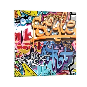 Obraz na skle - Nástěnné malby, nástěnné malby, nástěnné malby… - 50x50 cm